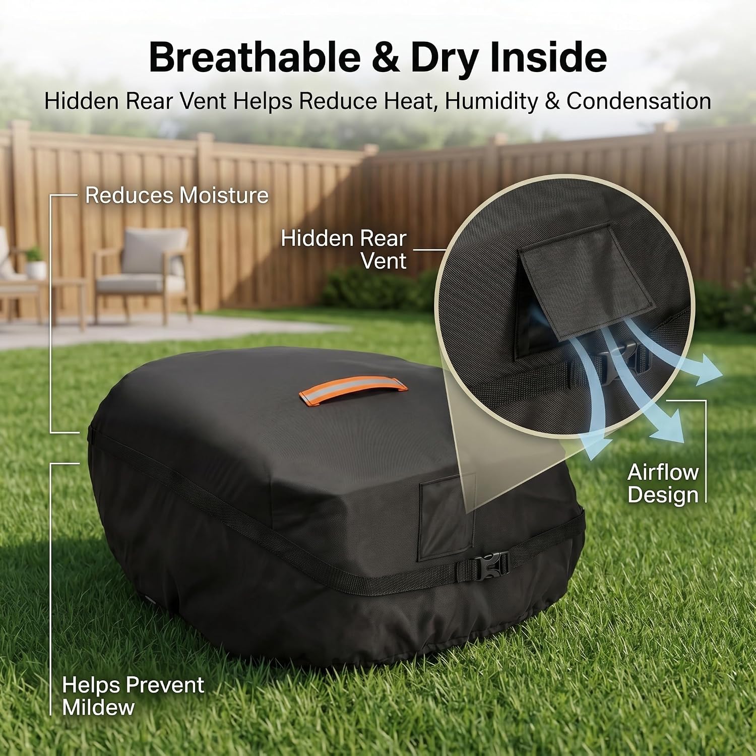 Robot Lawn Mower Cover Waterproof, 420D Outdoor Robotic Mower Cover, Black | 420D waterproof fabric, backyard robotic