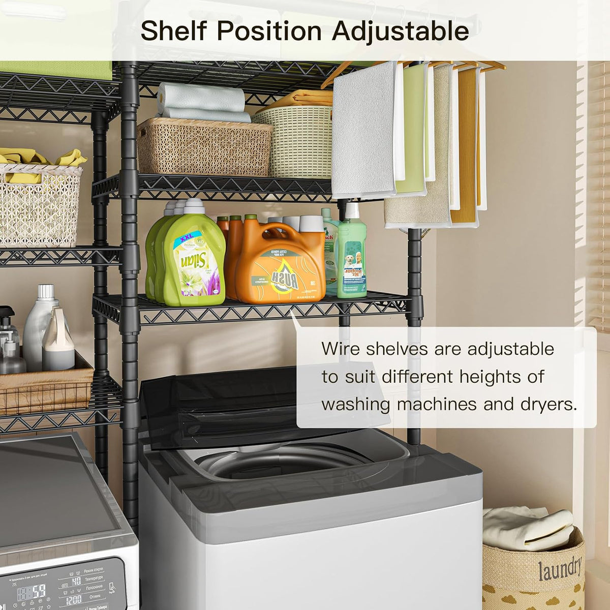 U13 Over Washer and Dryer Storage Shelves, Laundry Room Standing Shelf