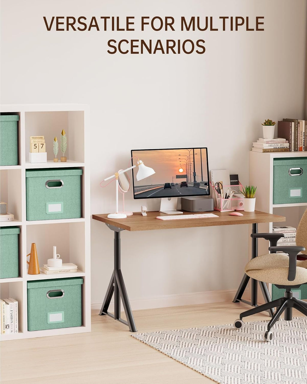 File Organizer, File Box, File Cabinet for Letter File Folder Storage, Portable Storage Bins with Lids for