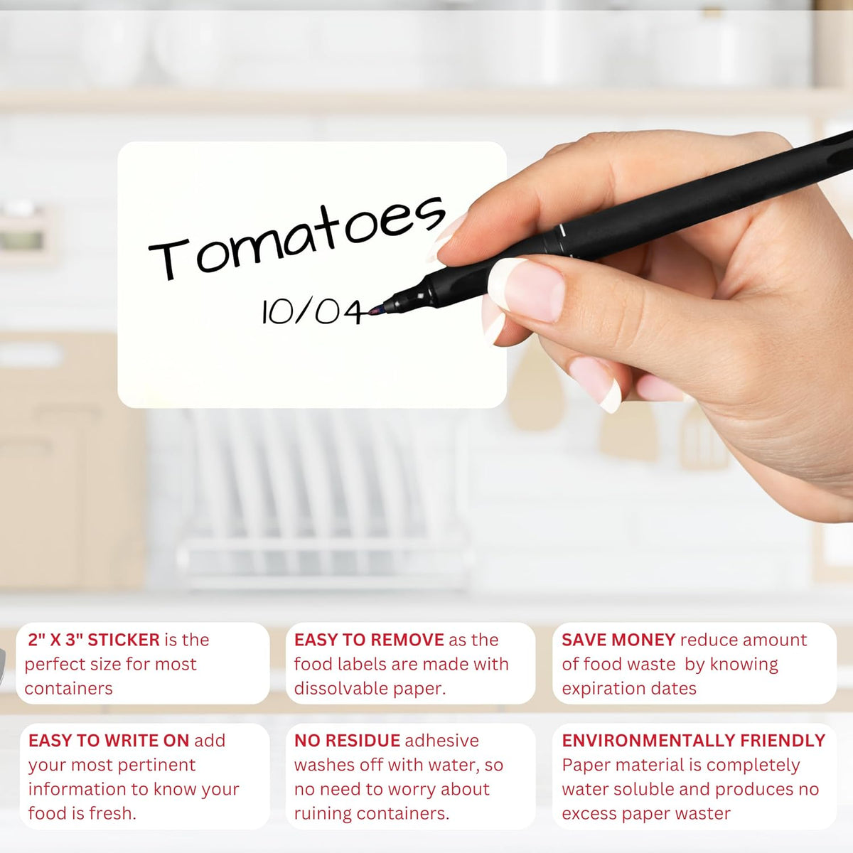 2x3 Dissolvable Food Labels, 1000 Food Container Stickers, Blank