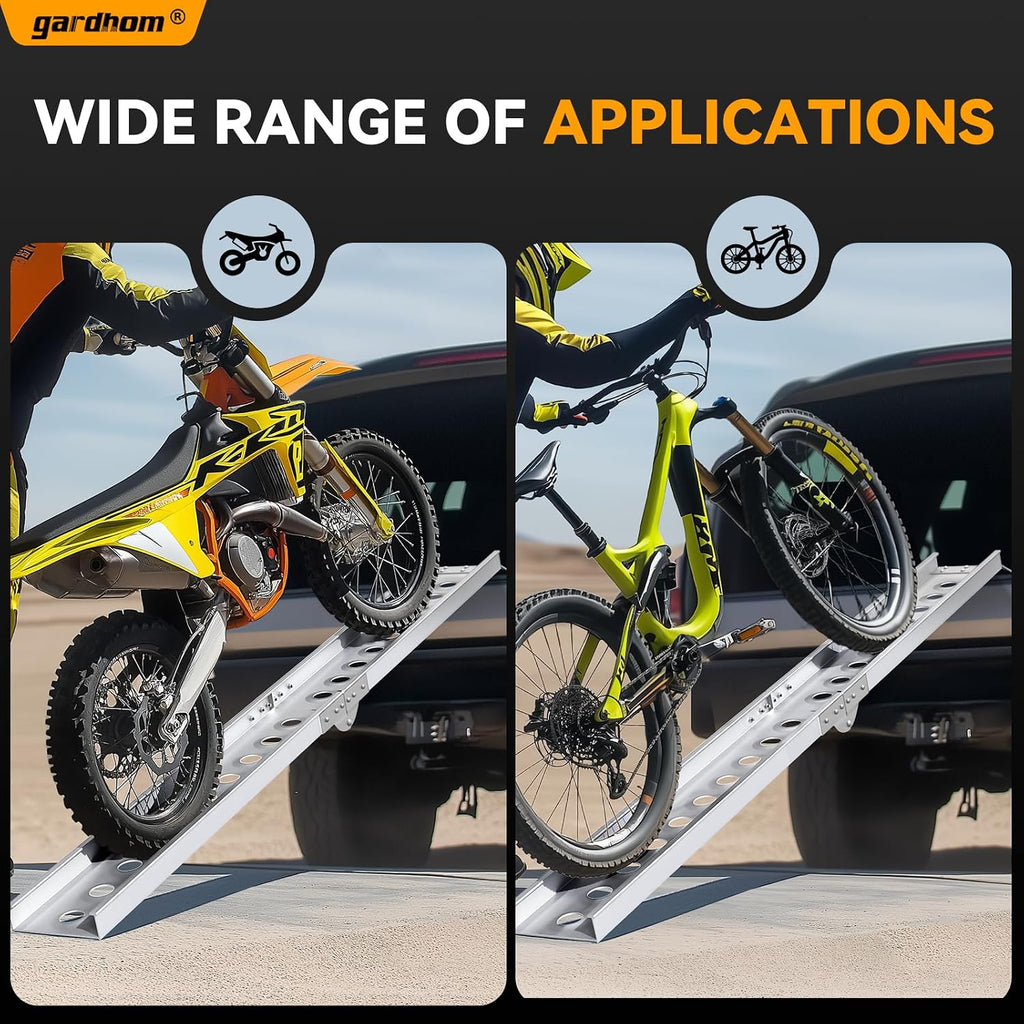 6FT Aluminum Folding Motorcycle Ramp for Dirt Bike, Loading Ramp | 440 LBS Capacity, Portable, Easy to Store, with