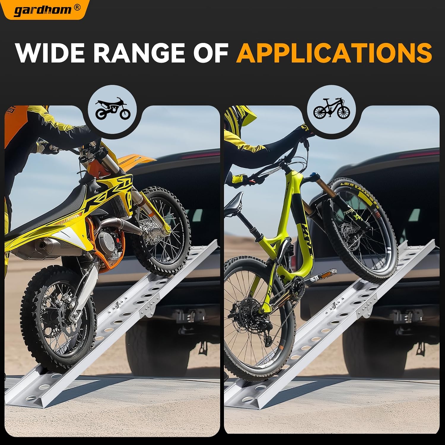 6FT Aluminum Folding Motorcycle Ramp for Dirt Bike, Loading Ramp | 440 LBS Capacity, Portable, Easy to Store, with