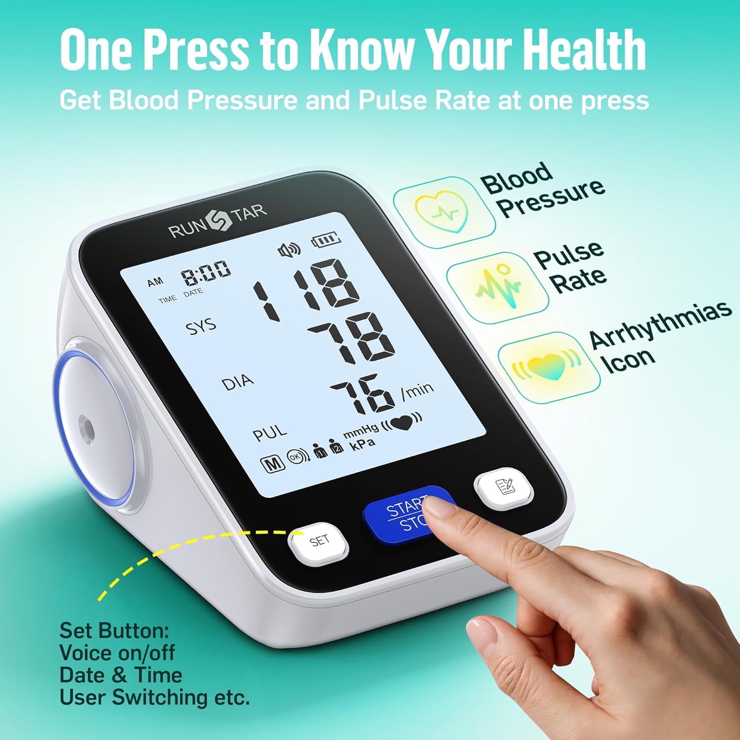 Upper Arm Blood Pressure Monitor with Wide Range Cuff (8.6'' -16.5'') for Home Use FSA&HSA Eligible, Automatic