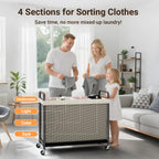Laundry Hamper 4 Section, 140L Rolling Laundry Sorter with Wheels