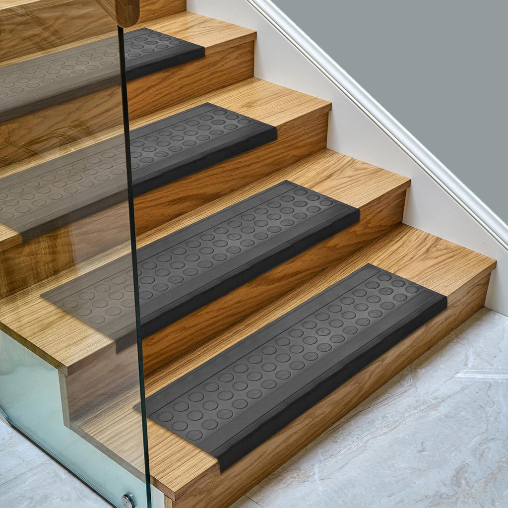 Outdoor Bullnose Stair Treads – Coin Heavy-Duty Non Slip Stair Mats – Strong Grip for Concrete, Brick & Textured