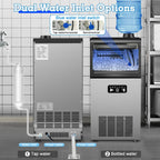Commercial Ice Maker Machine 100LB/24H with 2 Water Inlet Modes