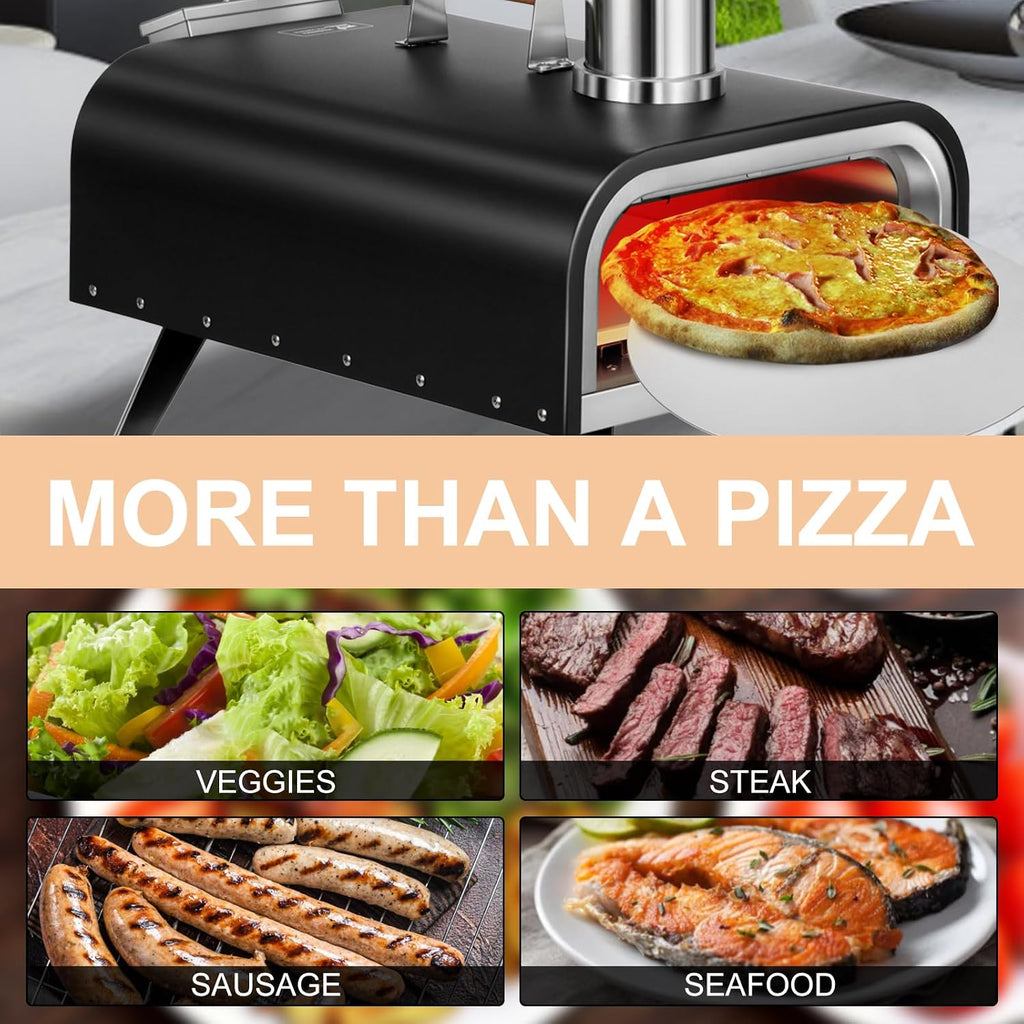 Pizza Oven Outdoor Wood Fired and Gas Pizza Oven 12 Multi-Fuel Pizza Oven, Portable Pizza Maker Oven Grill for