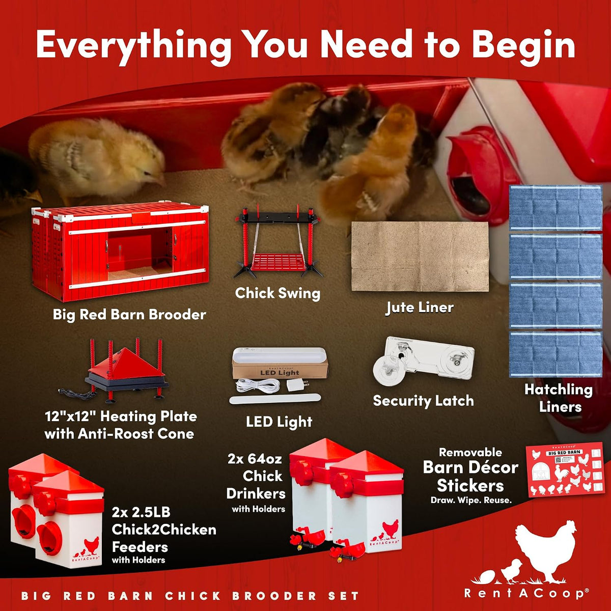Big Red Barn Chick Brooder Set with Heating Plate