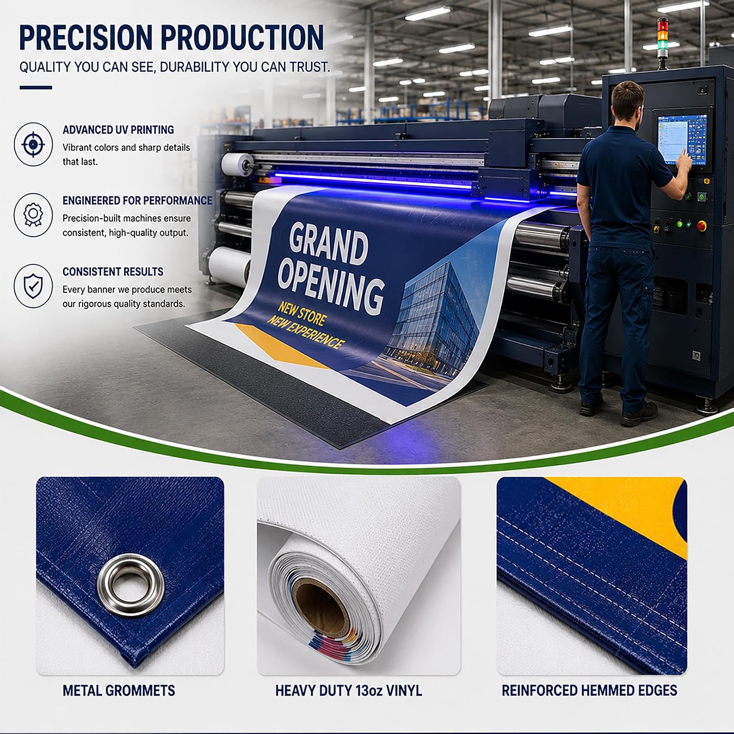 Custom Banner, 13oz Heavy Duty Personalized Banner, Full Color High Resolution Printing, Indoor Outdoor Custom Vinyl