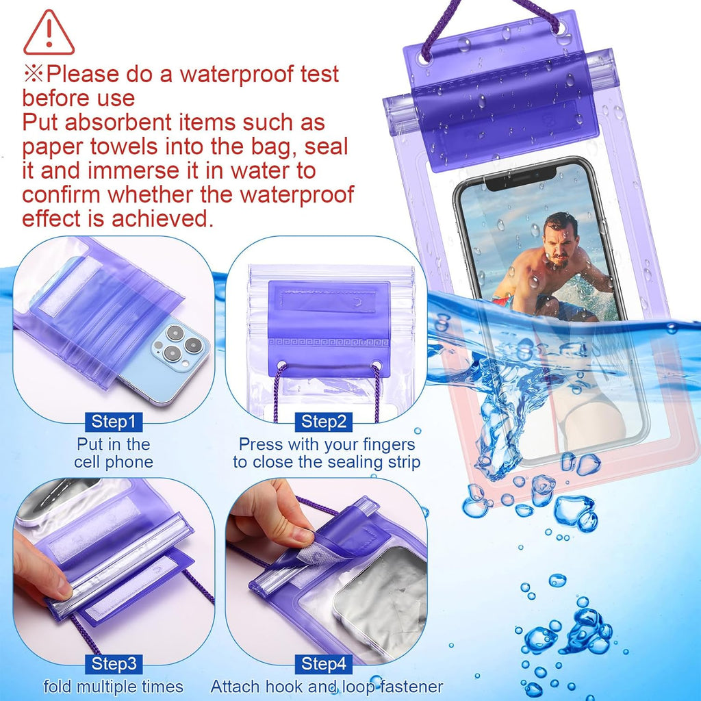 100 Pcs Universal Waterproof Phone Pouch Waterproof Phone Case Dry Bag with Lanyard Cellphone Dry Bag for Beach