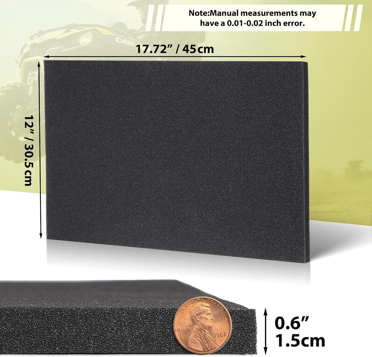 Air Filter Foam Sheet, Washable & Reusable 60 PPI Coarse Polyurethane Foam