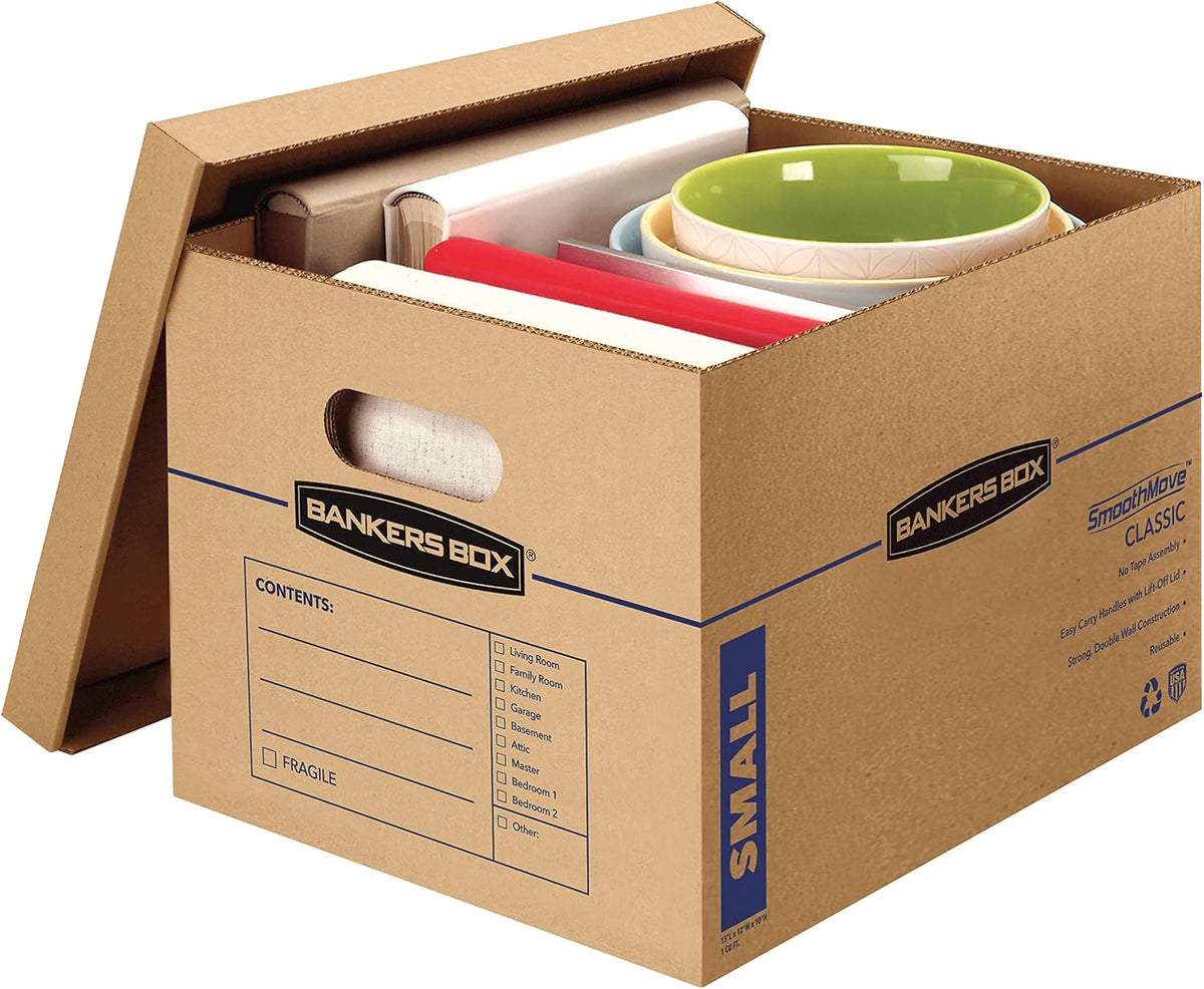10-Pack Small Classic Moving Boxes with Reinforced Handles
