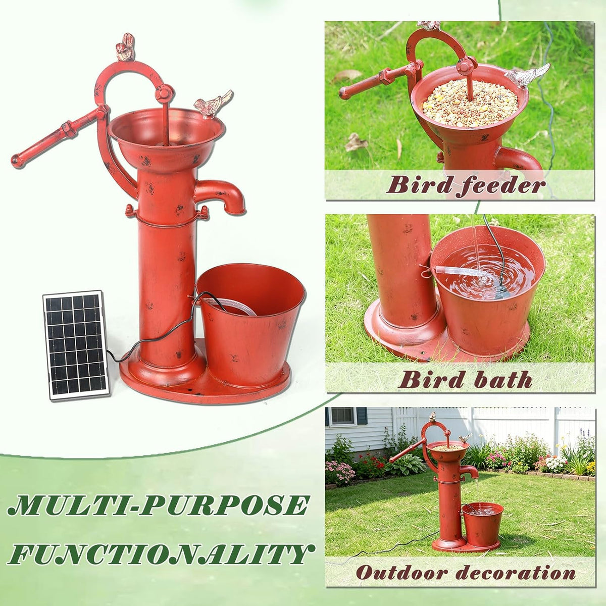 Multifunctional Solar Water Fountain,Solar Bird Bath Fountains