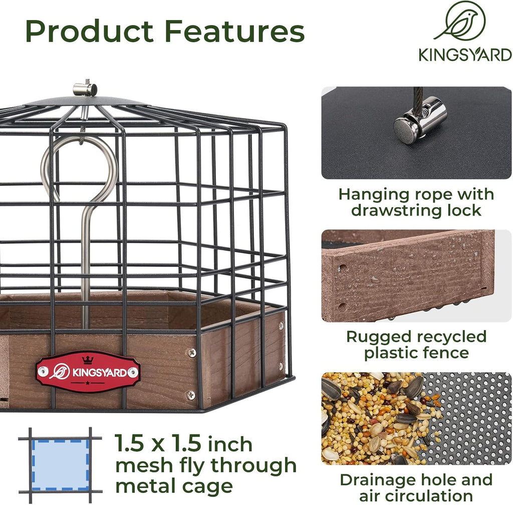 Squirrel Proof Platform Bird Feeder, Metal Mesh Tray