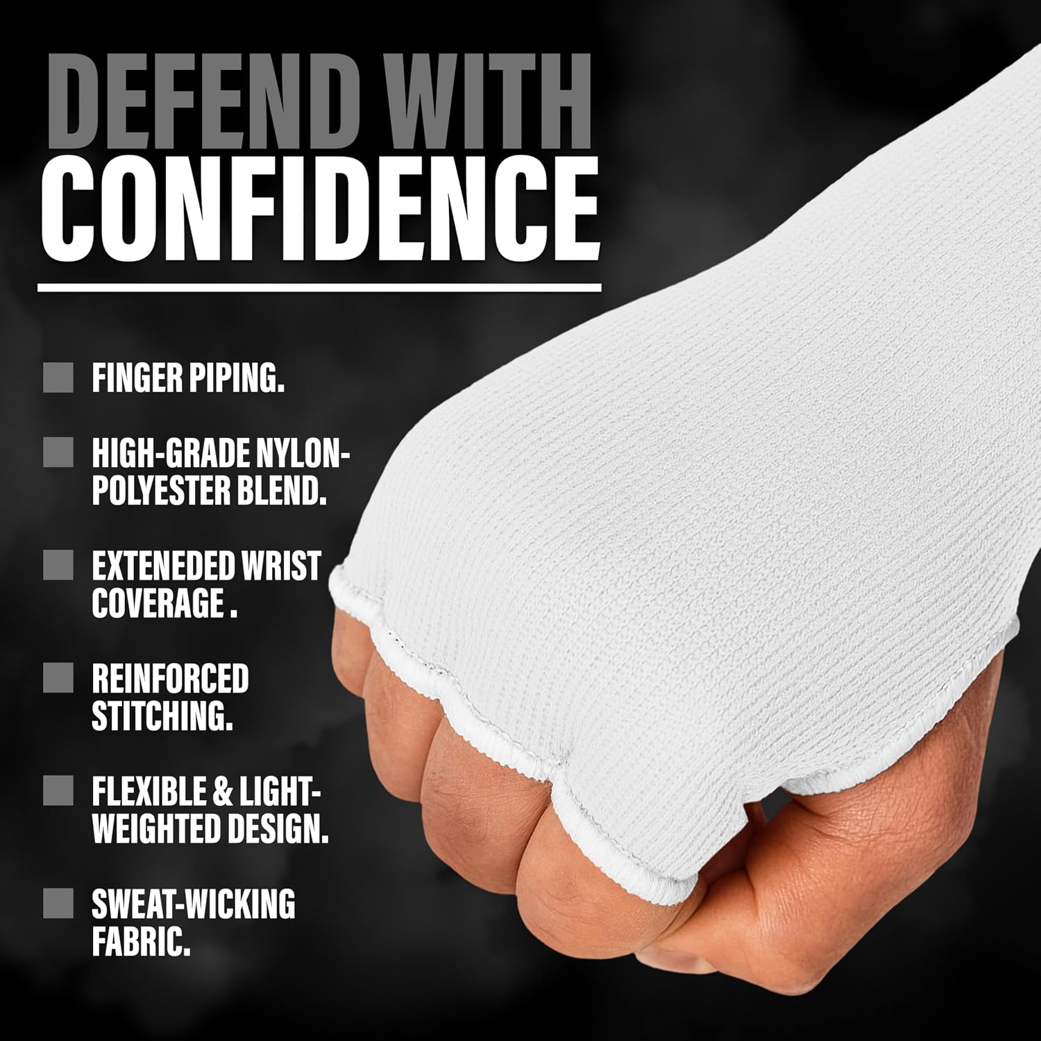 Boxing Hand Inner Gloves - Quick Elasticated Hand Wraps, Fist Protection for MMA, Muay Thai, Kickboxing, Martial Arts