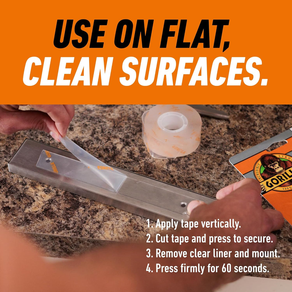 Invisible Hold Mounting Tape, Holds Up to 15 lbs, Clear, 1" x 60"