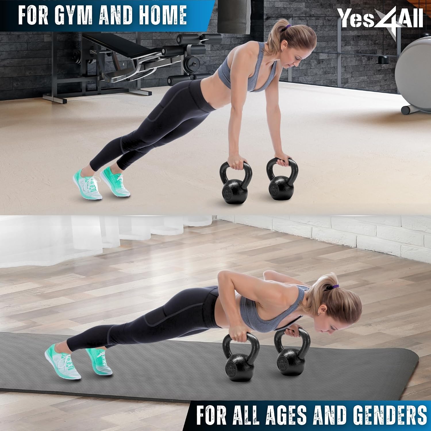 Kettlebell Sets, 5 - 10 - 15 - 20 - 25 - 30 LB Cast Iron Strength Training Kettlebells, Wide Handles & Flat Bottom