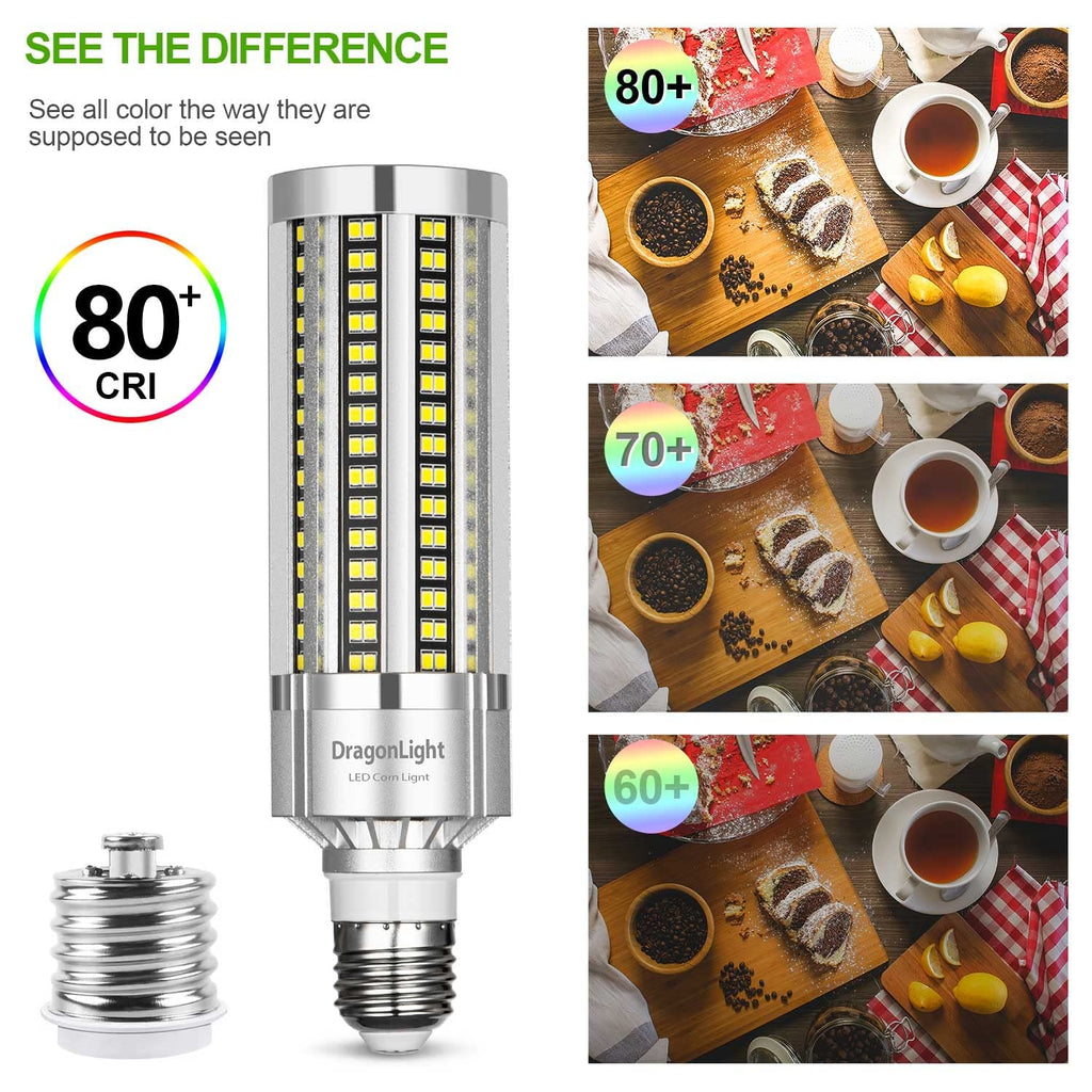 60W Corn LED Light Bulb Fanless (200 Watt Metal Halide/HID/HPS Replacement) E26/E39 Large Mogul Base LED Lamp 5000K