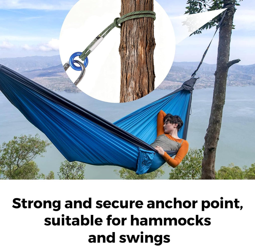 1/4" Pre-Sewn Prusik Loop Cord with Metal Rings for Tree Climbing | 12kN Zero-Slip Friction Hitch Rope, 19in Aramid