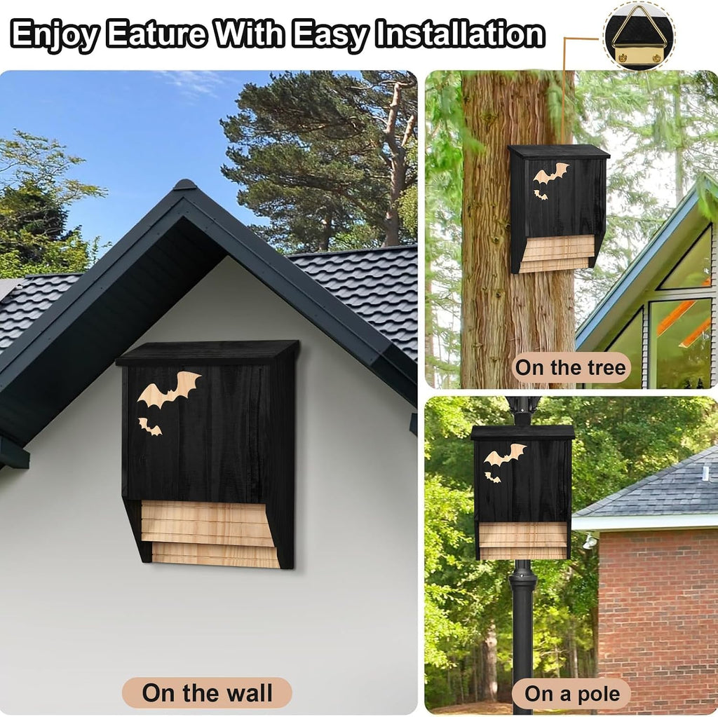 Bat House, Large 2-Chamber Bat Houses for Outdoors for Tree Bat Box Kit