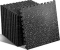 0.56'' Thick 24 Pcs 96 Sq Ft Rubber Top Exercise Equipment Mats, High Density EVA Foam Mats with Rubber Top