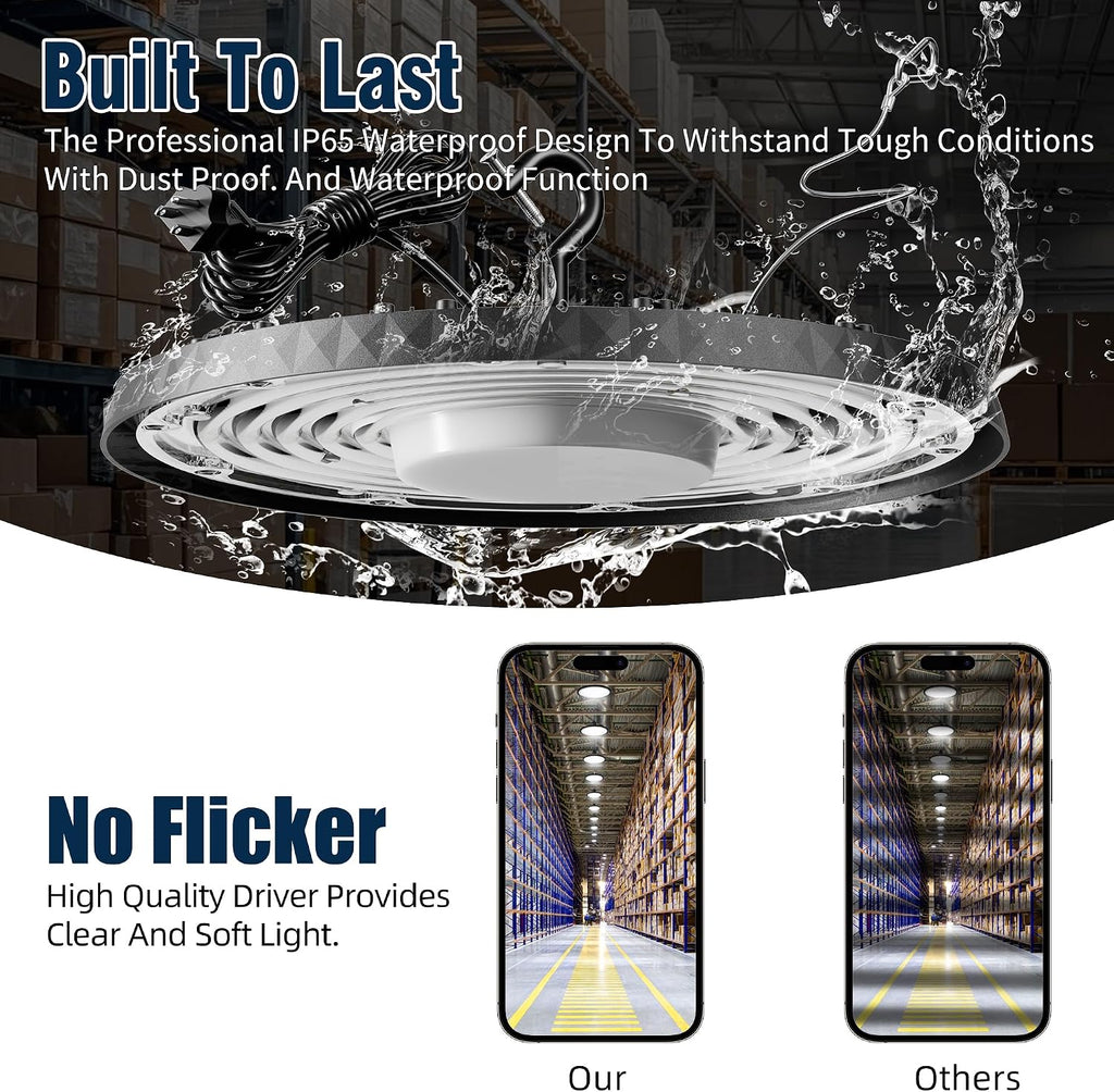 10 Pack UFO LED High Bay Light 200W, 30000LM 5000K AC100-277V