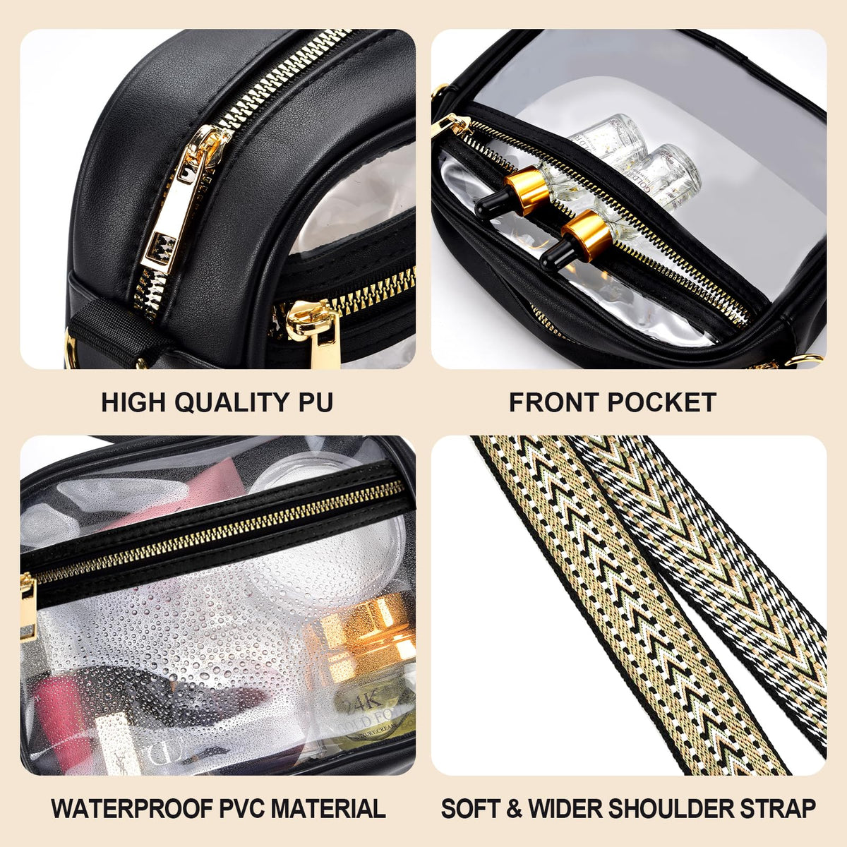 Clear Purse for Stadium Events Transparent Crossbody Bag