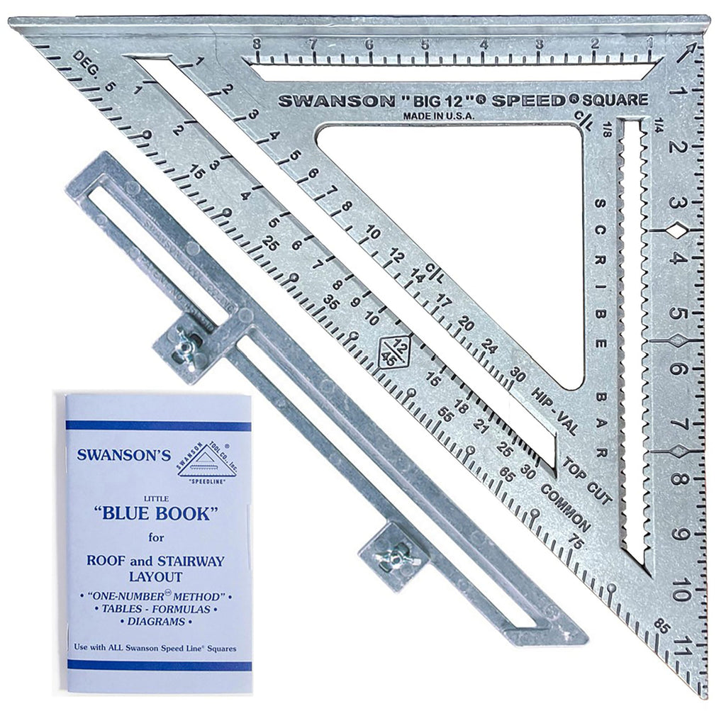 Swanson Tool Co S0107 "Big 12" 12-Inch Speed Square Layout Tool with Blue Book