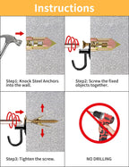 200PCS Self Drilling Drywall Anchors with Screws Kit Metal