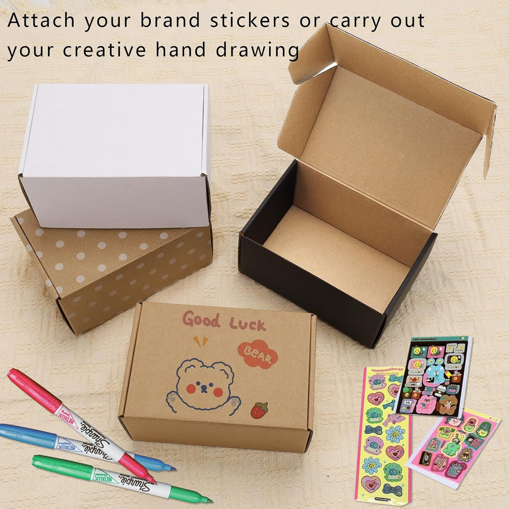 6x4x3" 50 Pack Corrugated Cardboard Boxes Small Shipping Box for Packaging Small Business Mailer Mailing Kraft