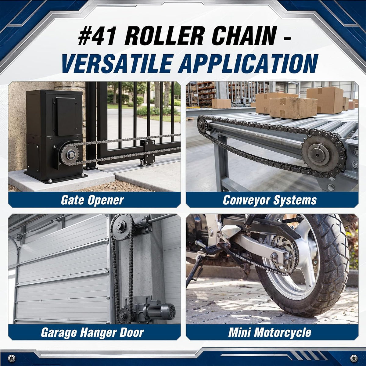 #41 Roller Chain for Gate Opener, 20 FT+2 Connecting Links-480 Link