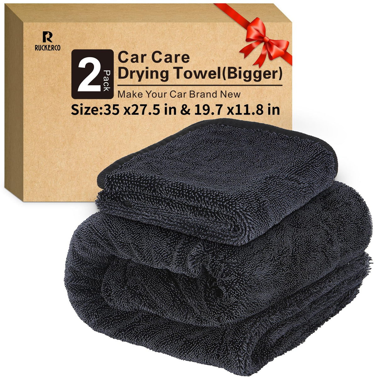 2-Pack 1300GSM Microfiber Car Drying Towel, Ultra-Large & Lint-Free