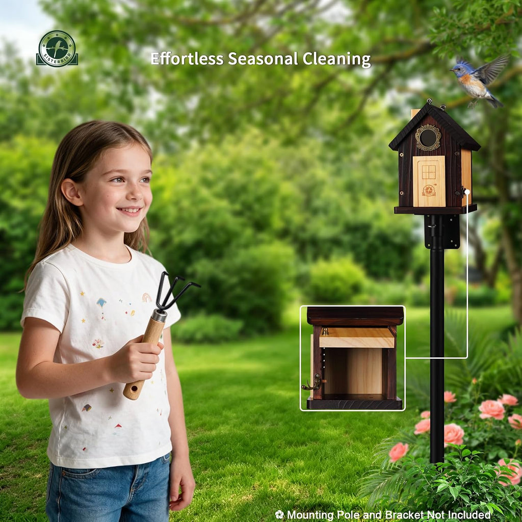2 Pack Blue Bird Houses for Outside, Bird House Warming Gifts
