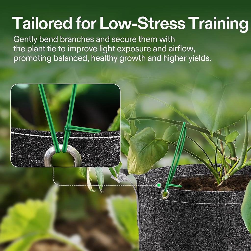 Twist Ties, 164 ft (50m) PE-Coated Green Plant Ties with Cutter, Reusable & Flexible Tomate Ties for Plant Support