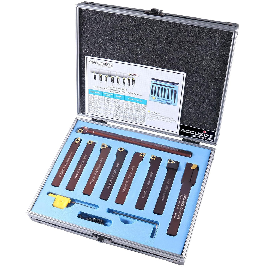Accusize 1/2 in Shank Indexable Carbide Turning Tool Set, 2988-0012