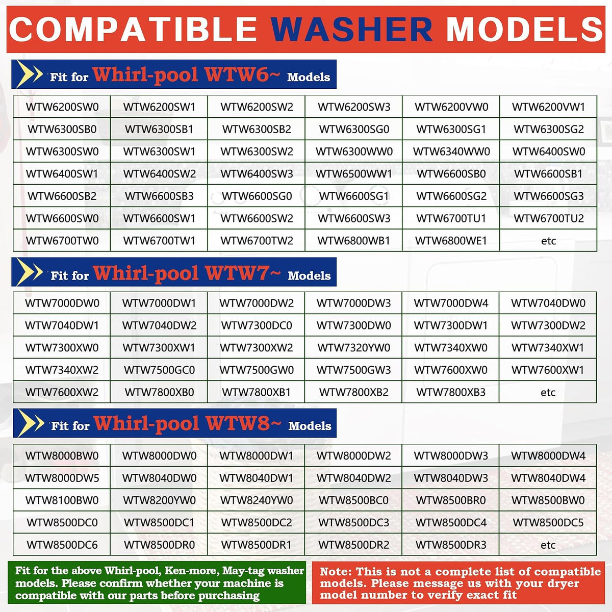 WTW8000DW Washer Door Lid Lock Latch Fit for Whirl-pool WTW7~ WTW8~ Models WTW7040DW1 WTW8040DW2 WTW7500GW0 WTW7600XW0 WTW8600YW1 WTW8040DW0 WTW7040DW0 WTW8000DW5 WTW8000DW0 WTW7800XW1 WTW7300XW2