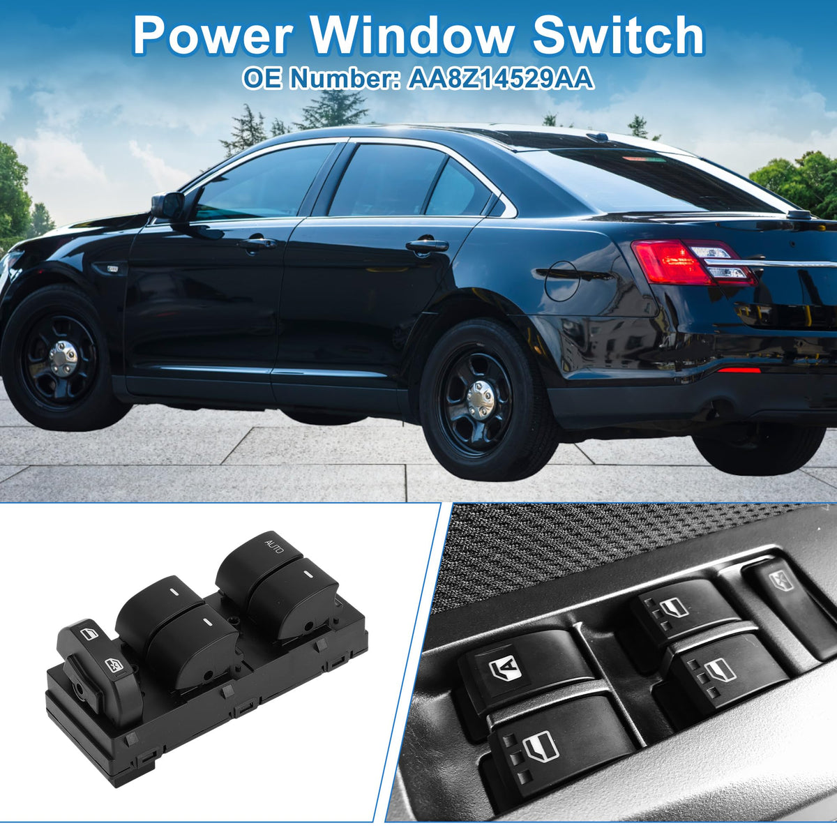 A ABSOPRO Power Window Switch No.AA8Z14529AA Window Control Switch for Ford Flex Taurus Black