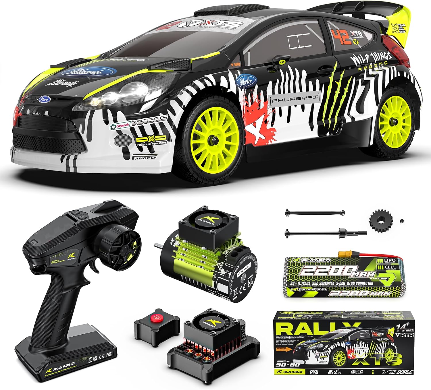 1/10 Brushless RC Cars, 50 MPH Rally Car, 4WD, Waterproof, 8+ Ages | 45A Waterproof ESC, 11KG Micro Servo, 2852