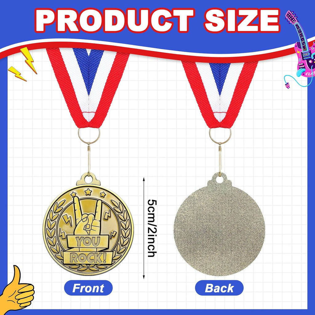 30 Pcs 2'' Gold Awards Medals Bulk Winner Medals with Neck Ribbons Encourage Team Participation for Adults Trophy