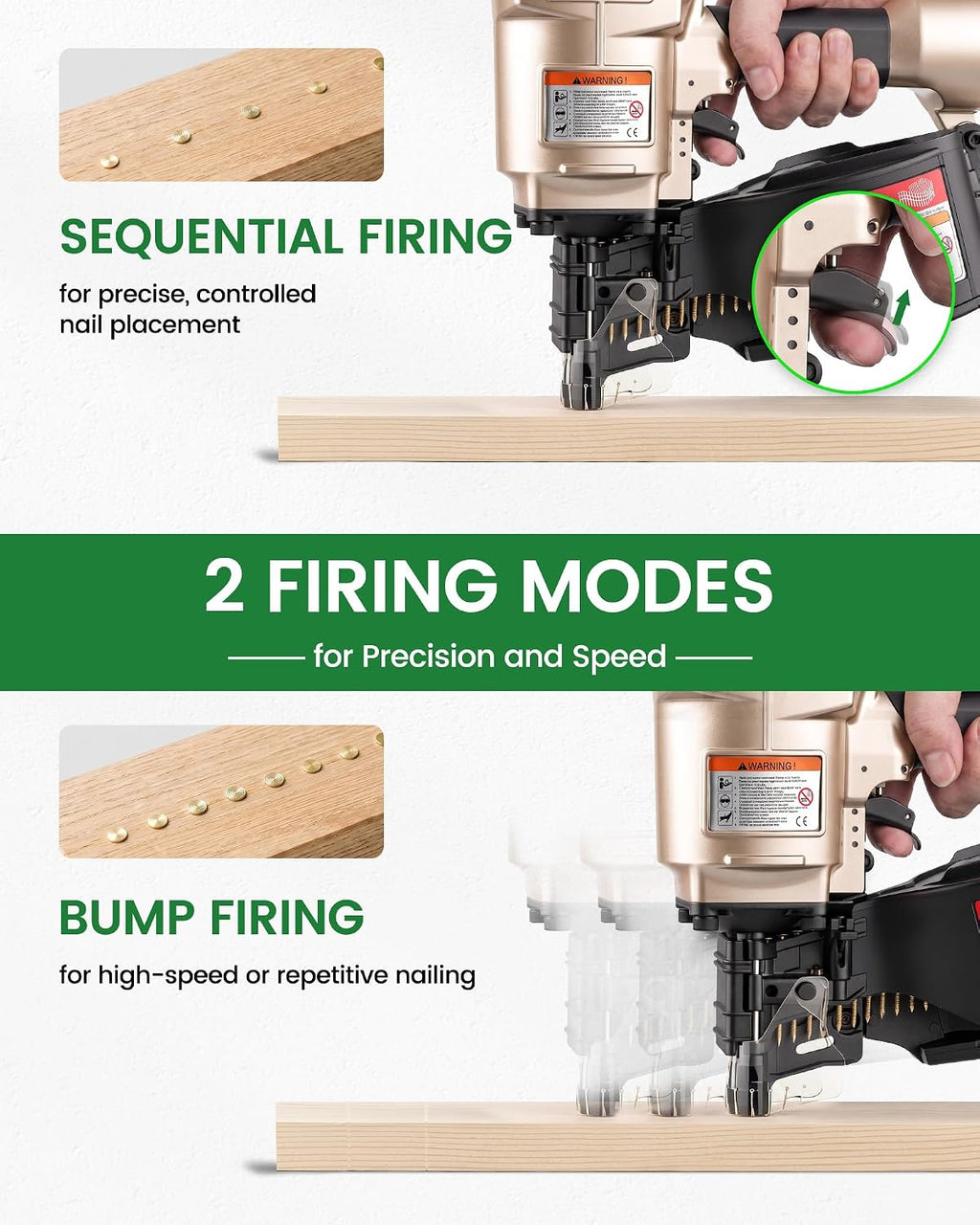 CN70B Coil Nailer Pneumatic Nail Gun for 15 Degree 1-3/4" to 2-3/4"