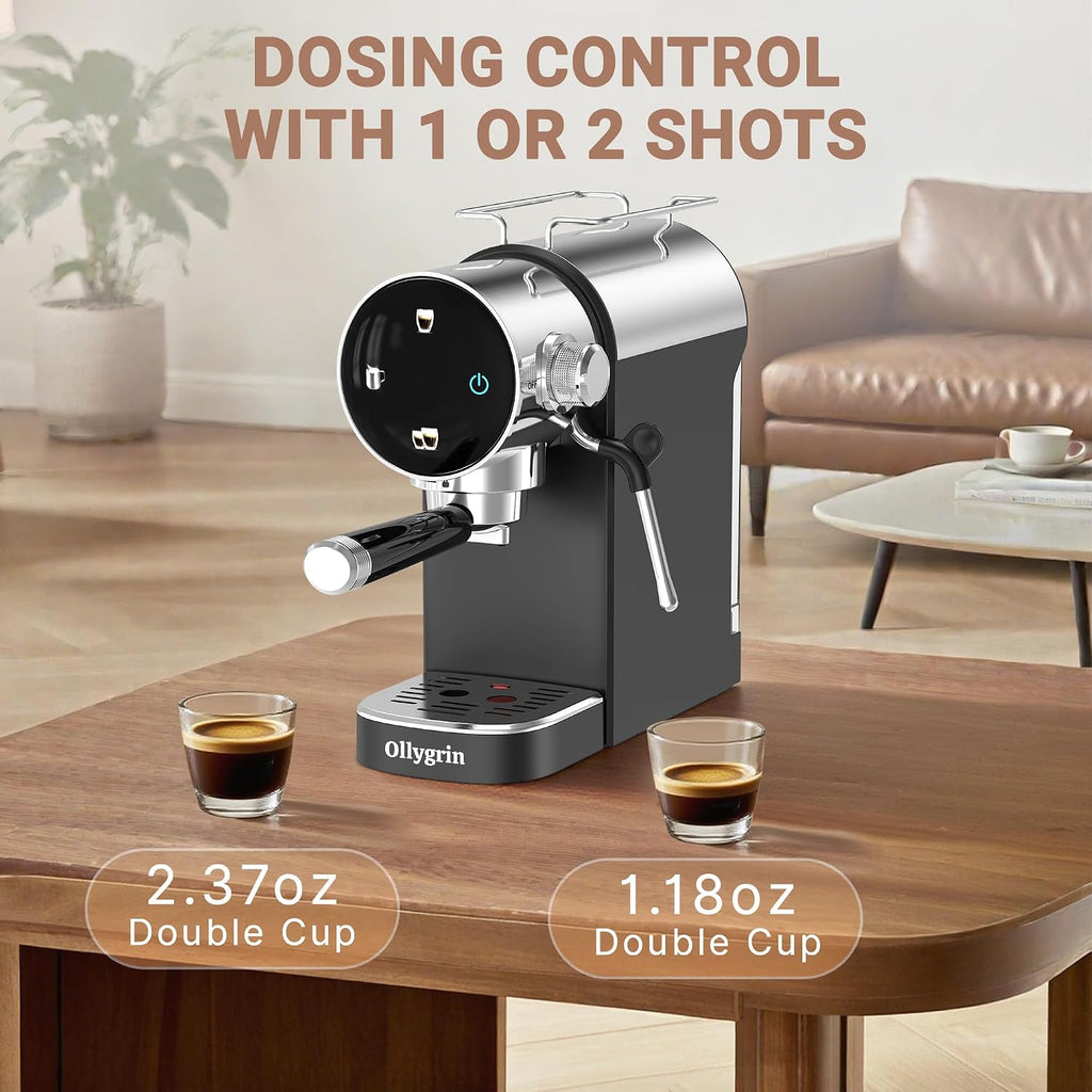 20 Bar Espresso Coffee Machine, Semi-Automatic Espresso Machine with Touch Panel, 1350W Espresso Maker with Steam