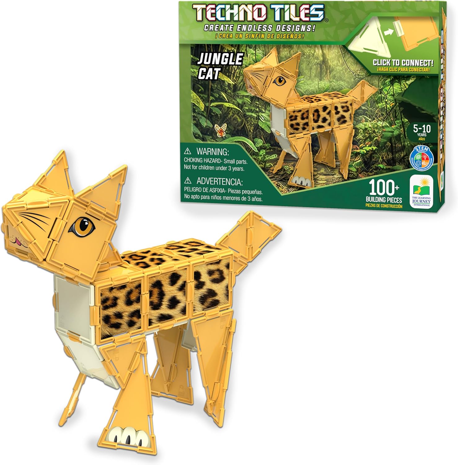 Techno Tiles - Jungle Cat | Construction Project with 100+ Building Pieces | STEM Projects for Kids Ages 5-10 |