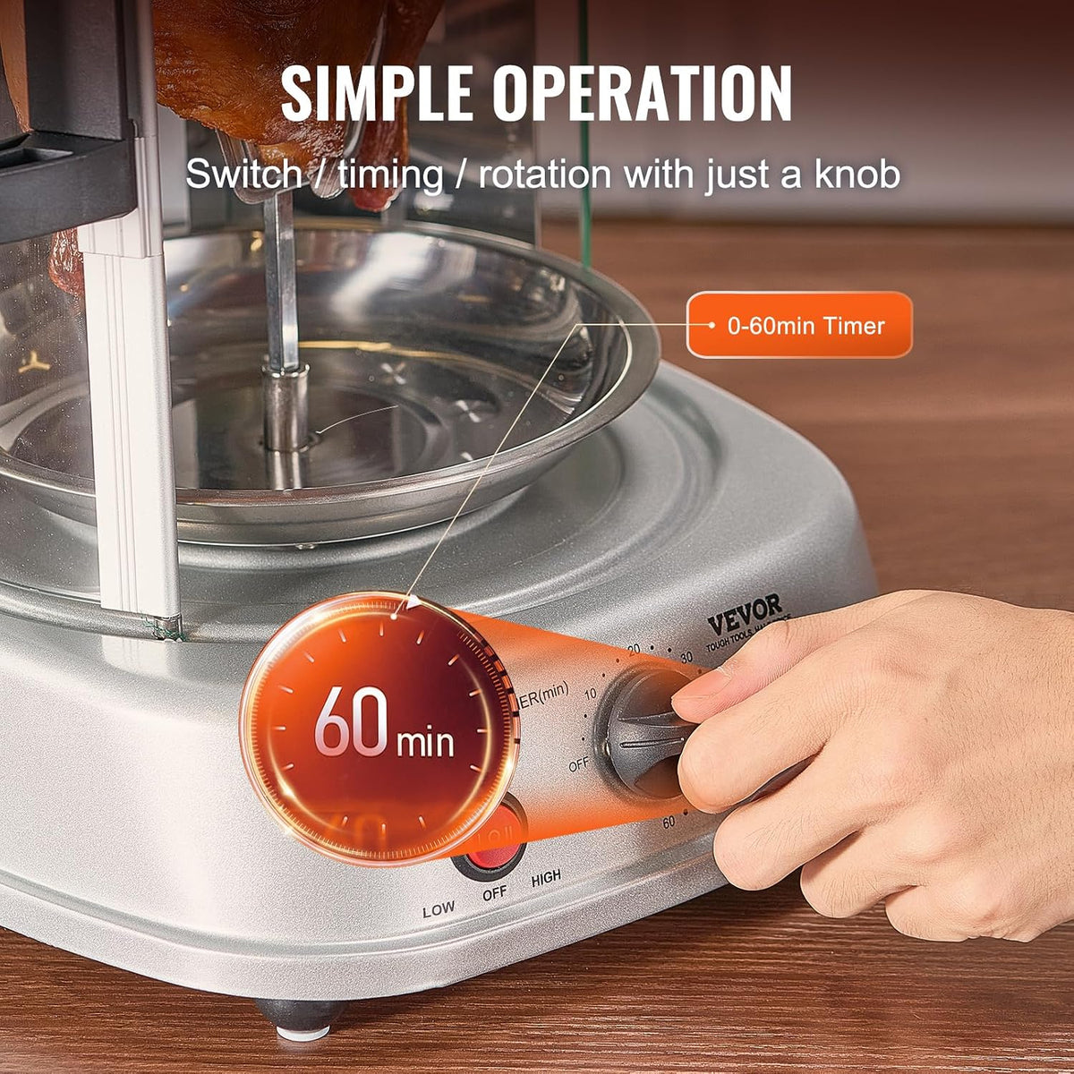 Shawarma Grill Machine, Vertical Chicken Shawarma Cooker Machine Countertop, Electric Stainless Steel Broiler Gyro
