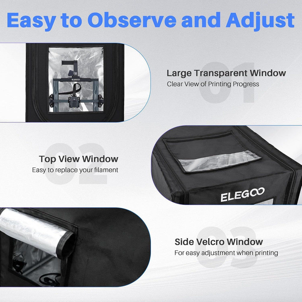 ELEGOO 3D Printer Enclosure, Fireproof & Dustproof 3D Printer Cover | Constant Temperature Tent for Neptune 3