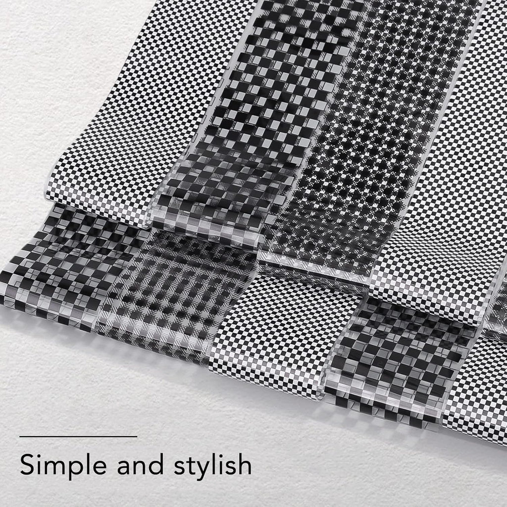 1 Box Nail Foil Transfer Stickers Decals, Print Black White Plaid Nail Art Sticker, DIY Nail Art Design Tool Stickers