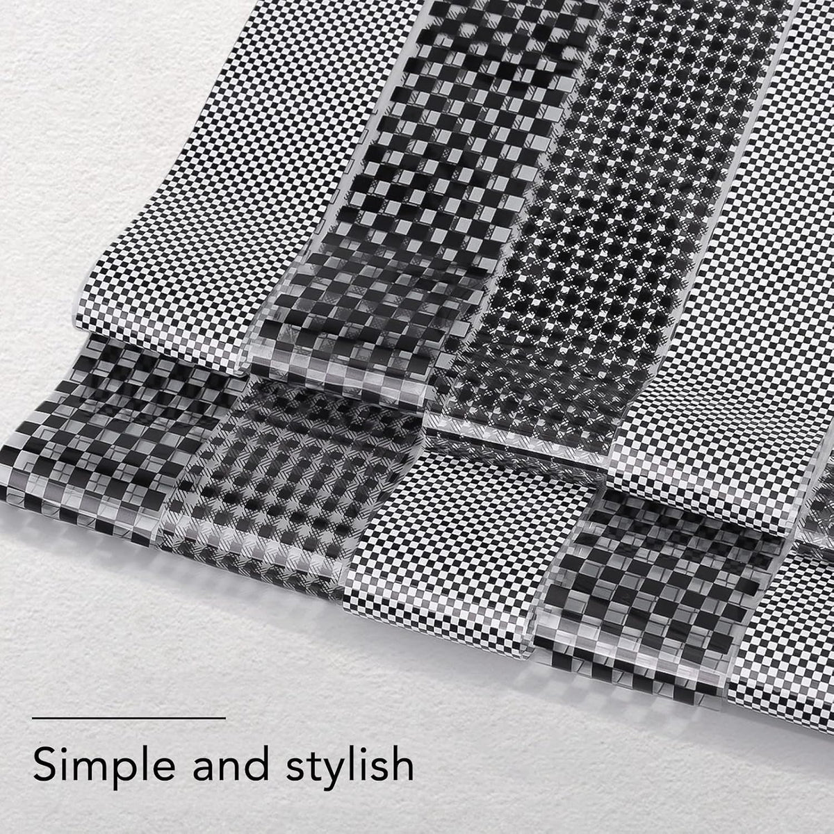 1 Box Nail Foil Transfer Stickers Decals, Print Black White Plaid Nail Art Sticker, DIY Nail Art Design Tool Stickers