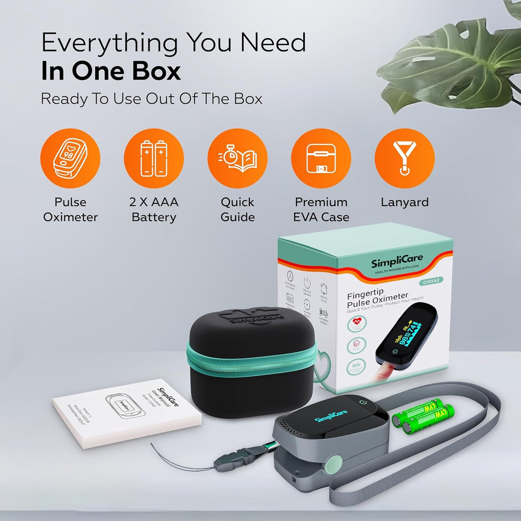 Fingertip Pulse Oximeter, Blood Oxygen Monitor SpO2 O2 Sensor & Heart Rate Monitor, Pulse Ox with PI &