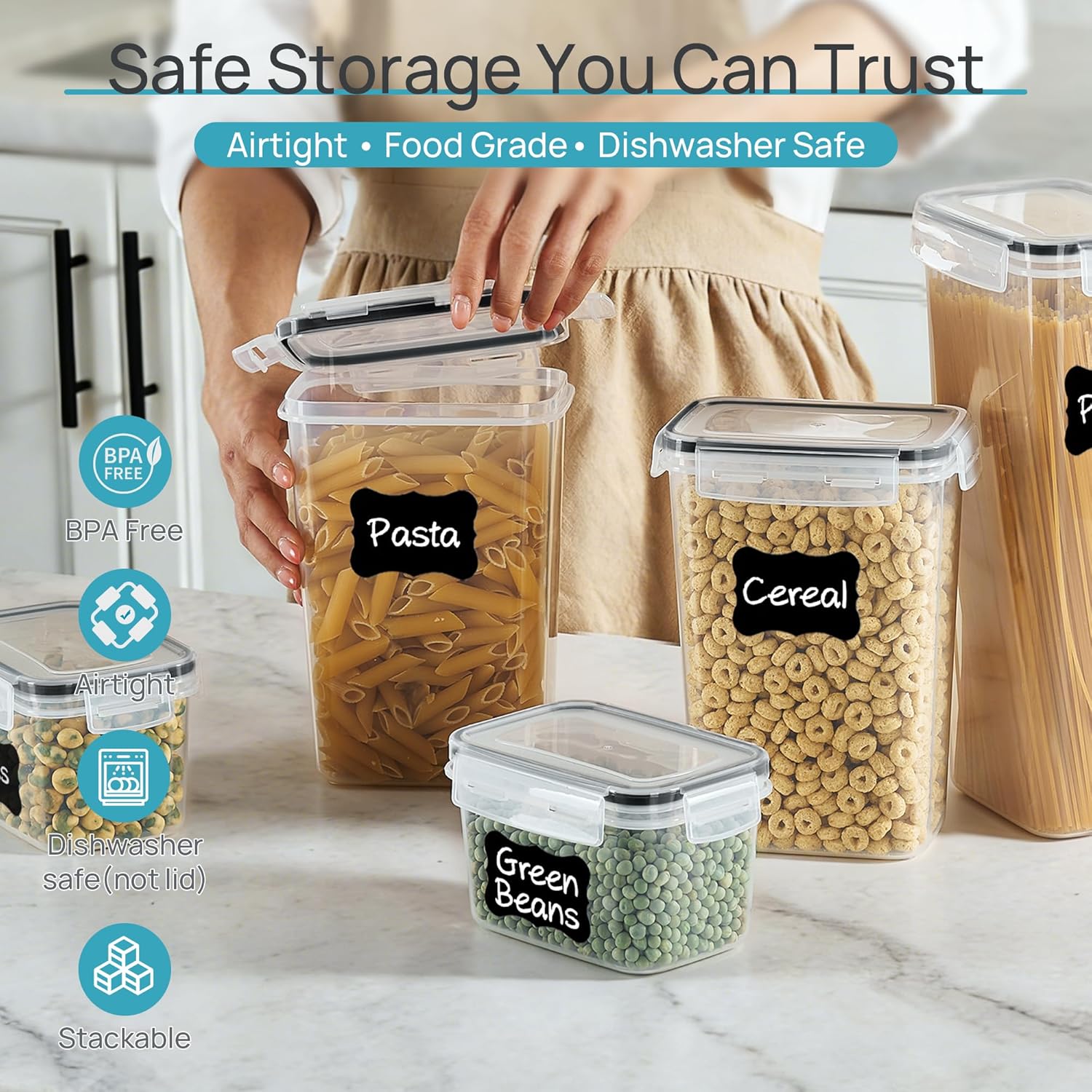Airtight Food Storage Containers with Lids, Vtopmart 24 pcs Plastic Kitchen and Pantry Organization Canisters for