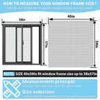 Magnetic Window Screen, 40x59in, White Frame Gray Fiberglass Mesh