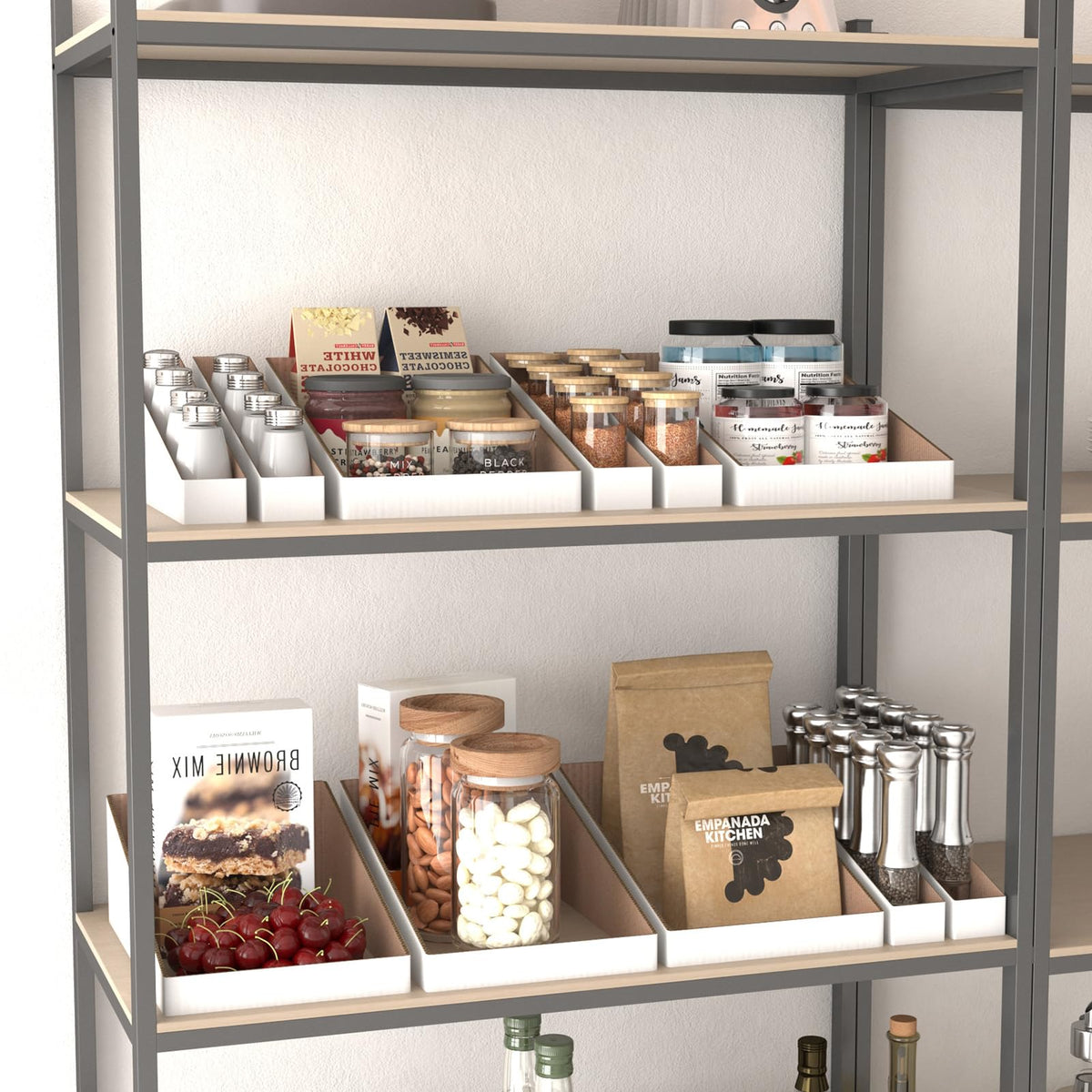 Cardboard Boxes, Pack of 35 Corrugated Storage Bins 12x2x4.5 inch Pantry Organizer Bins for Shelves Garage Office